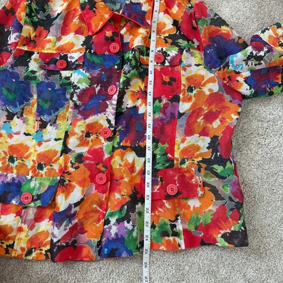 Erin London Floral Print Blazer Size XL Jacket 3/4 Sleeve Pink Career Office - Picture 12 of 13